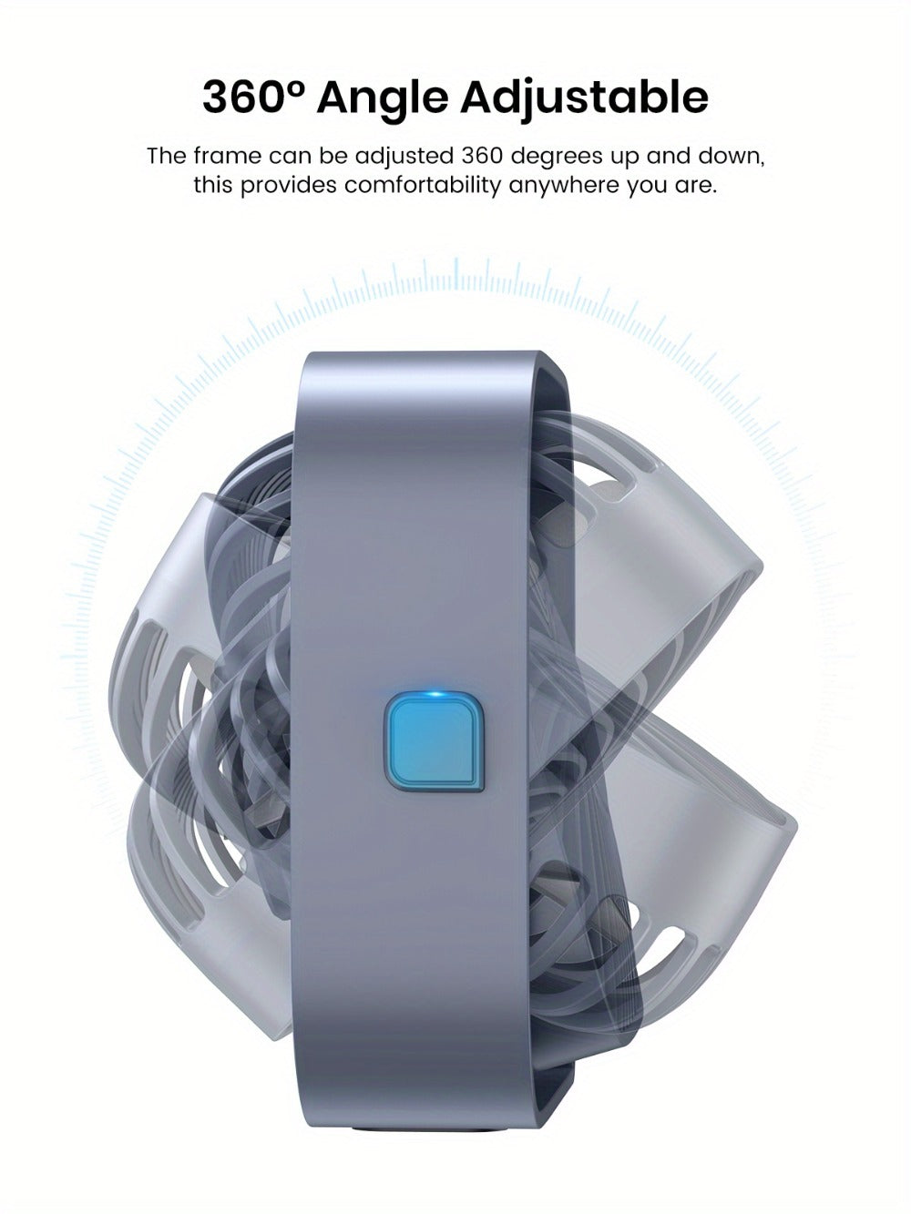 USB Desk Fan Portable, Small Personal Fan 3 Speed Settings 360° Rotation Silent Operation, Compact Lightweight USB Powered Cooling Fan for Home Office Dorm Bedroom Travel, Grey Blue Pink White