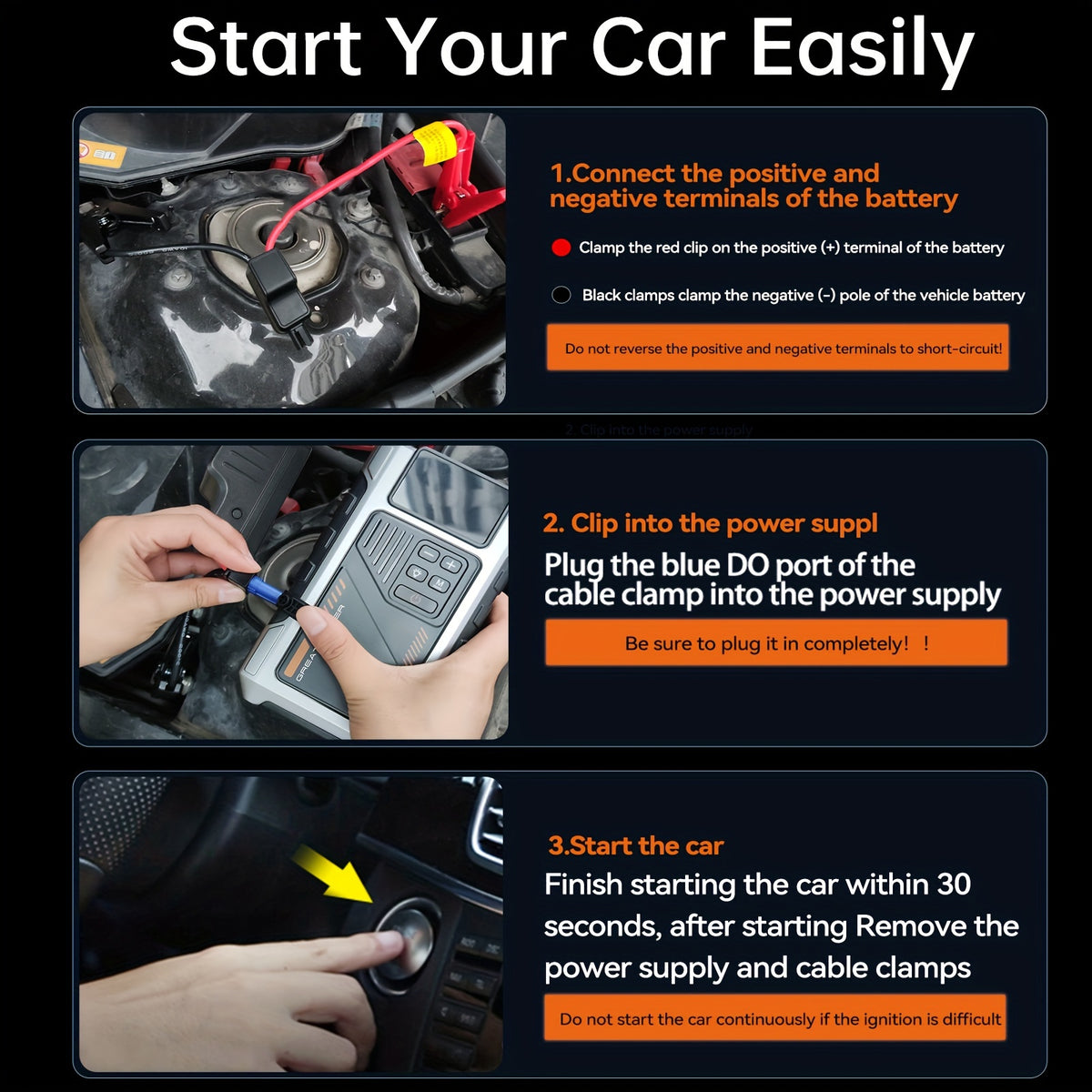 Portable Car Jump Starter & Jump Starter with Air Compressor (Optional), Jump Starter Battery Pack, Current Car Battery Booster, 12V Vehicles (1.98gal Gasoline/ 1.59gal Diesel Engine), Compatible with Sedans, SUVs, Pickup Trucks & Lawn Mowers