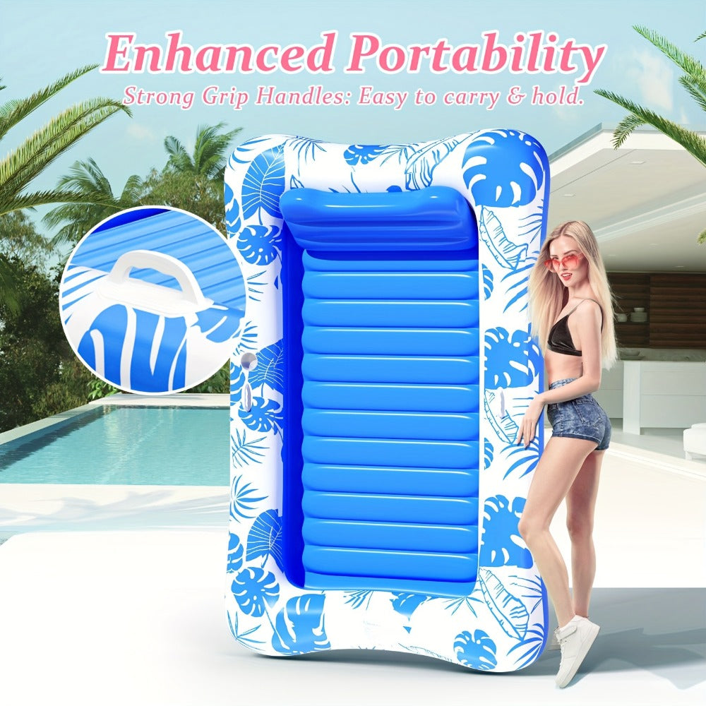 Thickened XL Tanning Pool Mattress 84×52 Inch Oversized Inflatable Sunbathing Float Lounger Raft for Adults Swimming Pool Lake Beach Summer Relaxation