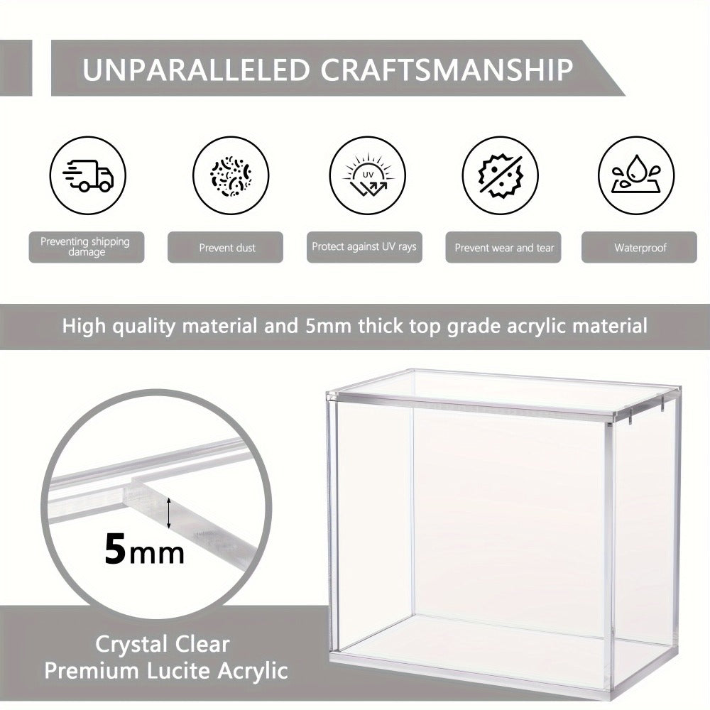 Acrylic Booster Box Display Case with Magnetic Lid – Thick 5mm Clear Protective Storage for Pokemon TCG Card Collectors, 3/4/6 Pack, 5.8"x3.5"x5.3"