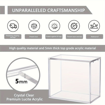 Acrylic Booster Box Display Case with Magnetic Lid – Thick 5mm Clear Protective Storage for Pokemon TCG Card Collectors, 3/4/6 Pack, 5.8"x3.5"x5.3"