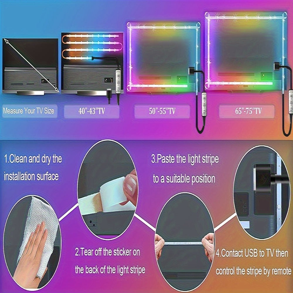 RGB LED Light Strip 5050 SMD USB Powered - Multi-Color Cuttable LED Strip with 3-Button Controller, Easy Install for Home Decor Living Room Bedroom TV Background Christmas Party Stage, 3M / 4M / 15M