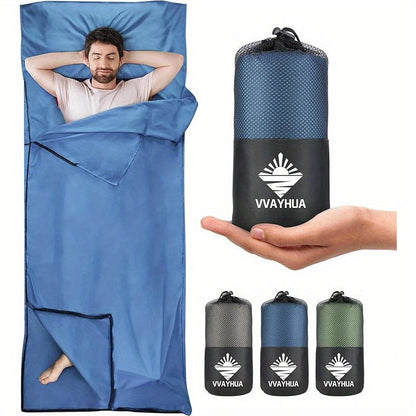 Sleeping Bag Liner for Adults – Two-Way Zipper Sleep Sack with Foot Exposure, Lightweight Portable Travel Sheet for Camping, Hiking, Hotel & Hostel Use, Single Size, Machine Washable