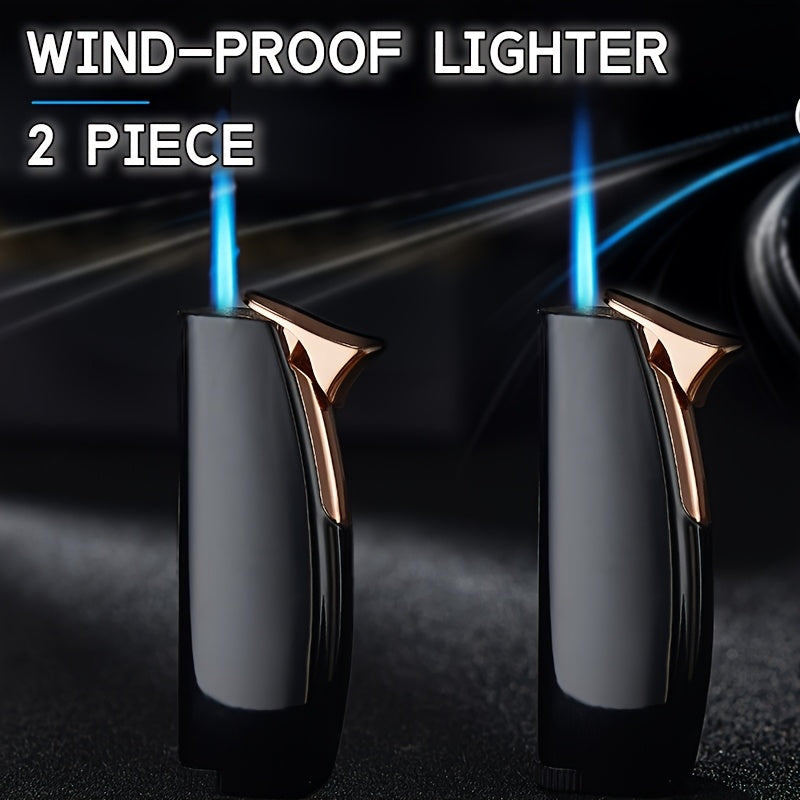 Windproof Lighter 2-Pack – Slim Portable Pocket Lighter with Mirror Finish, Refillable Butane Flame, Fashionable Gift for Men & Women, Available in 8 Colors (Red, Black, White, Silver, Pink, Blue, Yellow, Green)