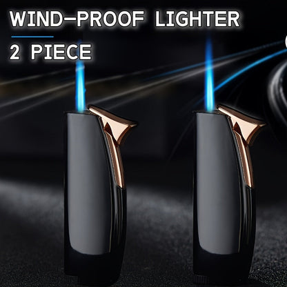 Windproof Lighter 2-Pack – Slim Portable Pocket Lighter with Mirror Finish, Refillable Butane Flame, Fashionable Gift for Men & Women, Available in 8 Colors (Red, Black, White, Silver, Pink, Blue, Yellow, Green)