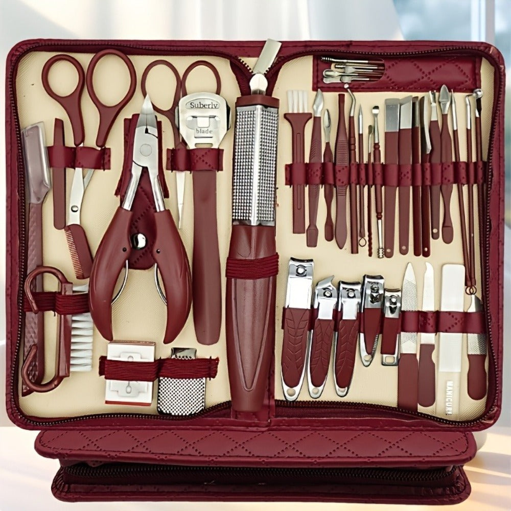 Professional Manicure Pedicure Kit 42 Piece Stainless Steel Nail Set with Portable Travel Case – Nail Scissors Cuticle Nipper Ingrown Toenail Tools for Men Women Home Salon, Nail Care Gift Set