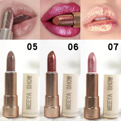 Glitter Shimmer Lipstick Set 3Pcs Pearlescent Pinkish Golden Creamy Glossy Sparkle Lip Gloss Lip Makeup for Party Stage Cosplay Festival Valentine's Day Gift for Women