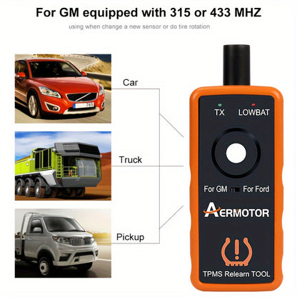 AERMOTOR EL-50448 Super 2 IN 1 PLUS TPMS Relearn Tool, Automotive Tire Pressure Monitor Sensor Reset Tool, For Ford For GM, 315/433 MHz, 2in1 Activation Tool, EL50448