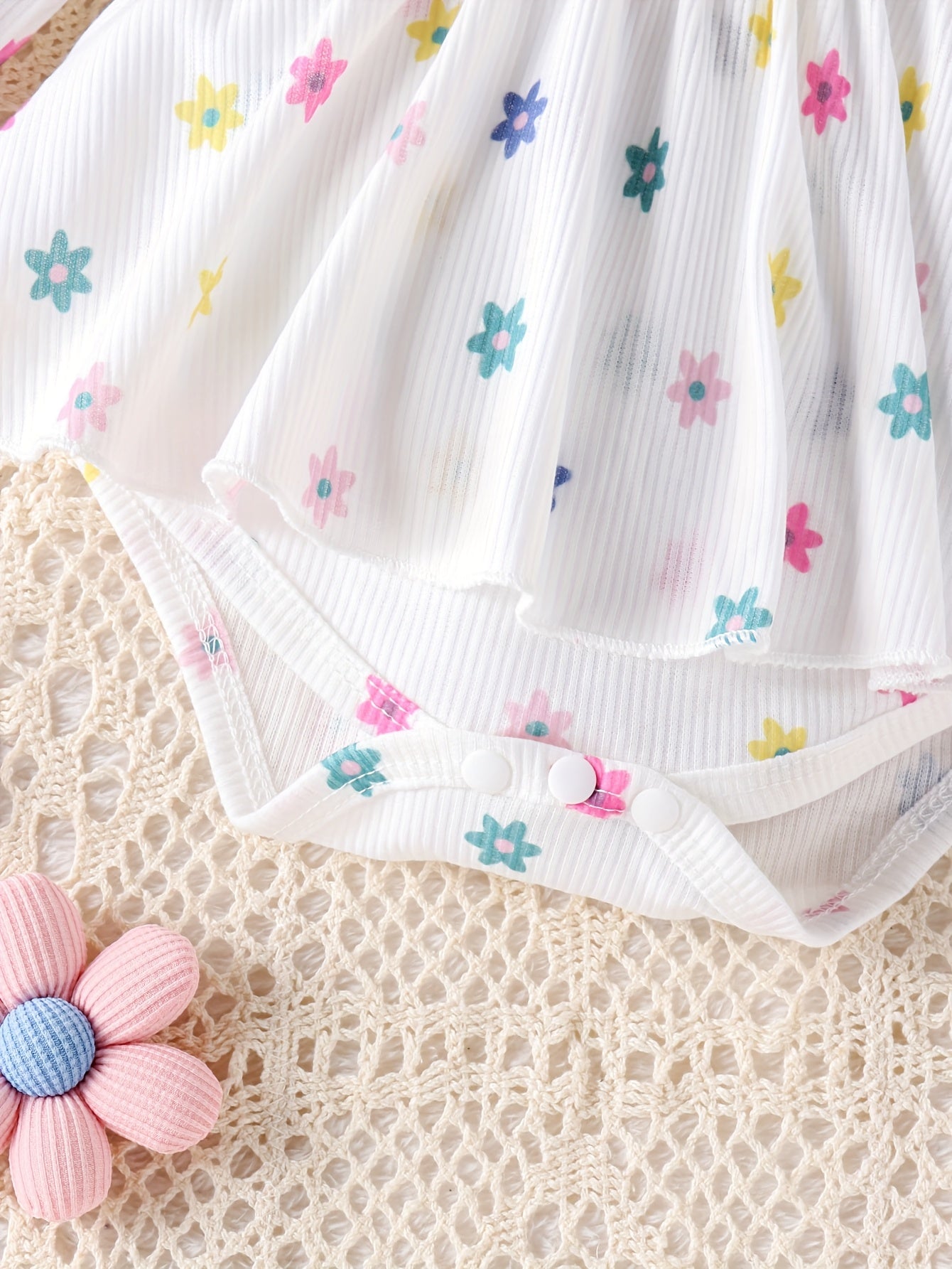 Baby Girls Outfit Set - Floral Lace Trim