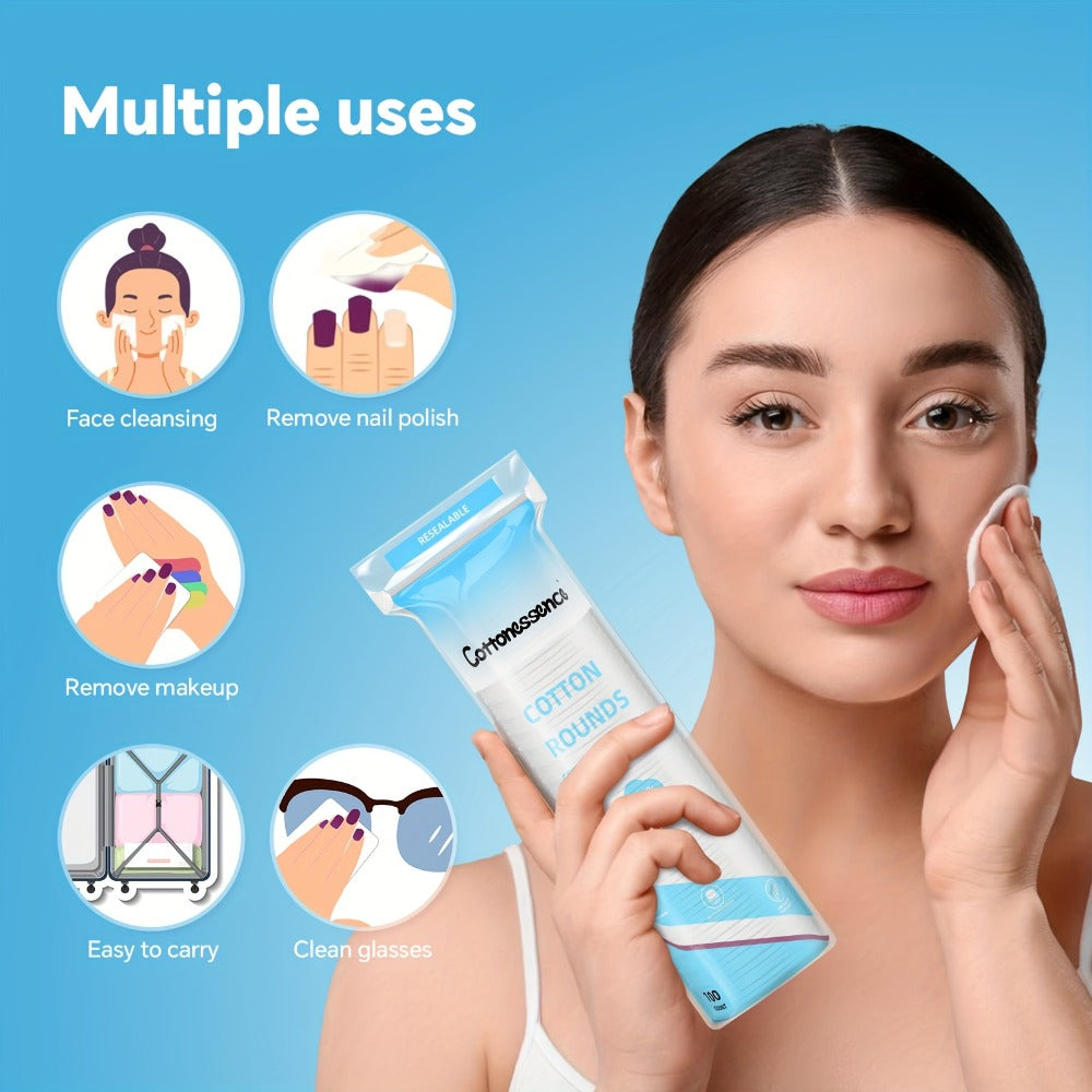 Makeup Remover Pads 600 Count Soft Hypoallergenic Lint-Free Cotton Rounds 360 Locking Edge Unscented Absorbent Disposable Face Pads for Makeup Removal Toner Skincare All Skin Types Women 6 Packs