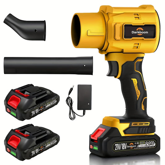 Cordless Handheld Leaf Blower Featuring a 45000RPM Turbo Motor, Includes Two Batteries, a Charger Adapter, And Two Types of Air Ducts, Suitable for Small Areas, As an Air Duster, And for Drying