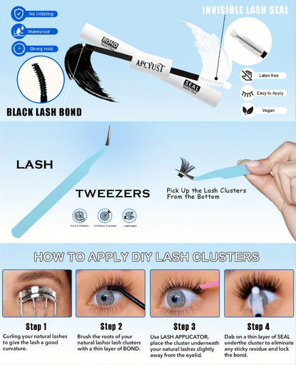 Anime Spike Lash Clusters Kit 8mm-18mm C Curl Individual Spiky Lash Extensions with Adhesive Glue – Manga Fairy Wet-Look DIY Volume Lashes for Cosplay, Editorial & Bold Eye Looks