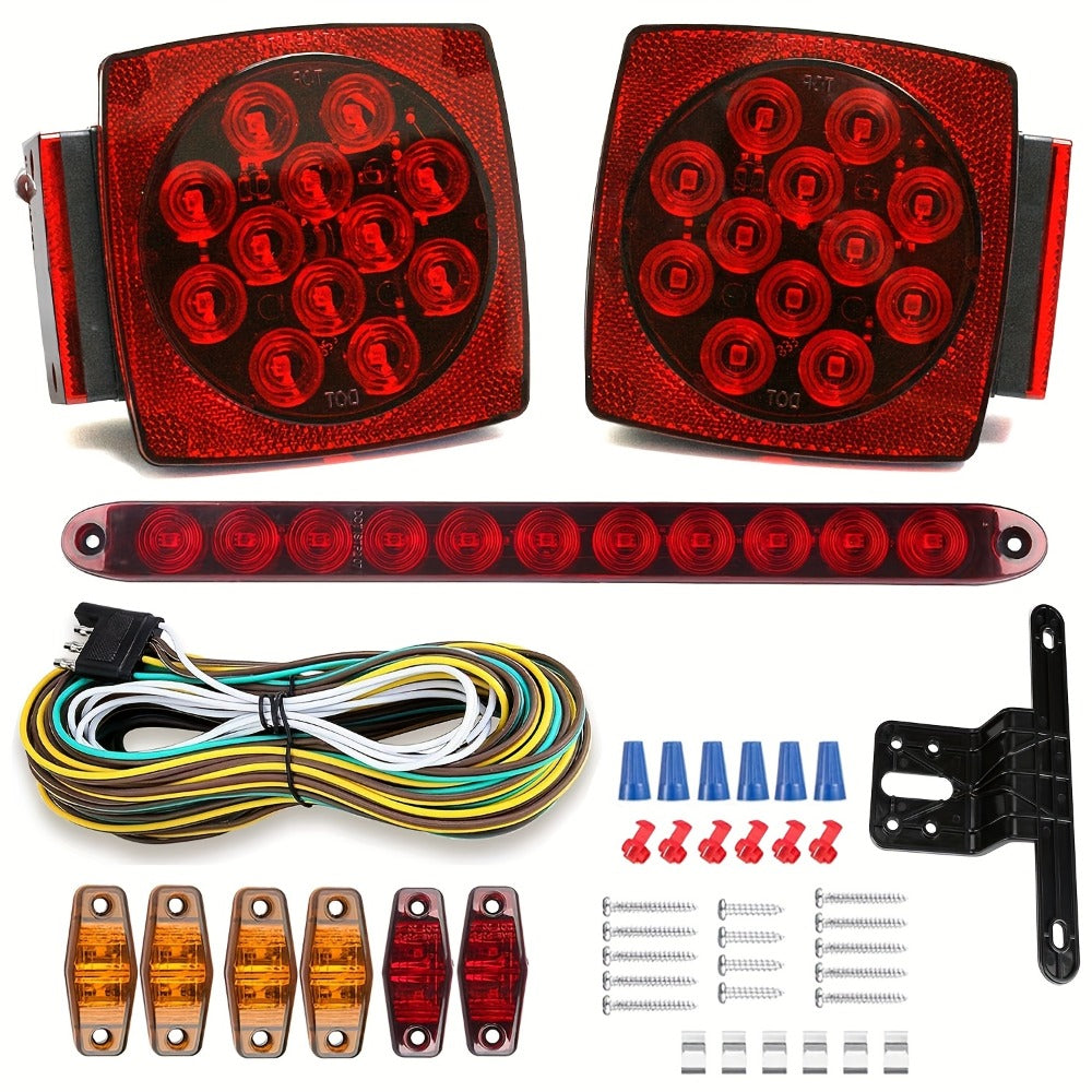 12V LED Trailer Tail Lights Kit - Stop, Turn Signal, Brake & License Plate Light for Trailers Under 80" - Boat, RV, Camper, Truck