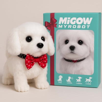 Interactive Robotic White Labrador Puppy Plush Toy | Walks Barks Wags Tail | Realistic Electronic Pet Dog | Gift Box | Birthday Christmas Gift for Kids