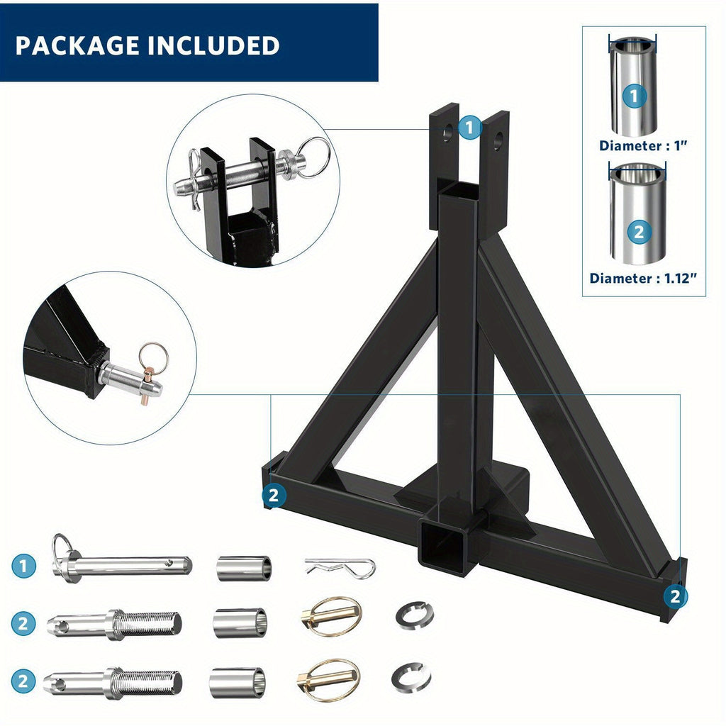 3 Point Trailer Hitch Tow Drawbar 2" Adapter Attach For Category 1 Tractor Drawbar Adapter for Kubota, BX, LM25H, WLM Tractor, NorTrac, Yanmar, Kioti