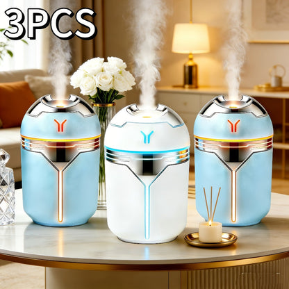 Mini Humidifier Set of 3 with Colorful Design | Quiet Adjustable Spray Air Freshener Humidifier for Bedroom, Living Room & Office | Dual-Use Home Fragrance Holiday Gift Set | White & Blue