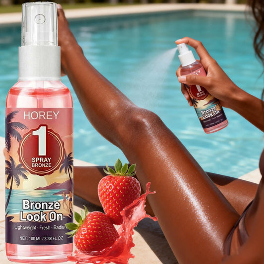 Self Tanning Spray Strawberry Scent 100ml 2-in-1 Progressive Gradual Tan Moisturizing Sunless Tanner for Light Fair Skin Natural Wheat Complexion Summer Glow Portable Easy Absorption 3.38oz