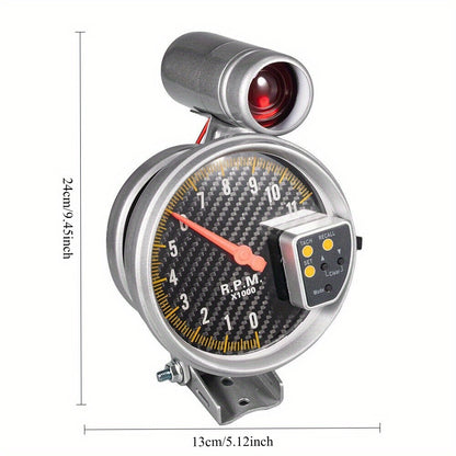 5" Carbon Fiber Tachometer 11K RPM - 4/ 6/ 8 Cylinders W/ Shift Light, Without Battery