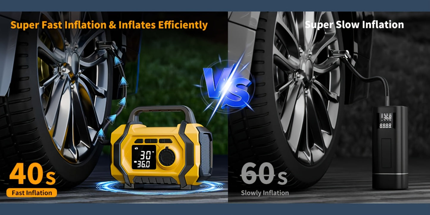 7000A Jump Starter with Air Compressor & Tire Inflator, 8-in-1 Portable Car Battery Booster for 9L Gas 8.5L Diesel, 150PSI Auto-Stop, Power Bank, LED Emergency Light, 12V Cars Trucks SUVs Motorcycles