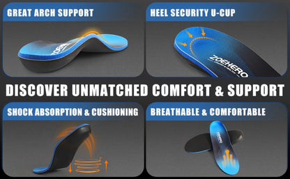 Arch Support Insoles for Men & Women – Heavy Duty Shoe Inserts for Flat Feet, Shock Absorption, Plantar Fasciitis Relief, Work Boots, Hiking & Standing All Day