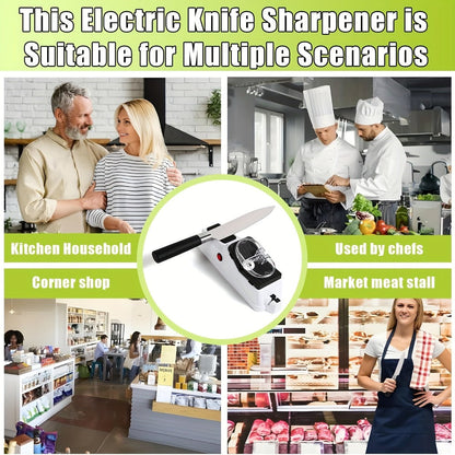 Electric Knife Sharpener with 5 Double-Sided Stones - USB Powered Professional Kitchen Knife Sharpener for Quick Sharpening & Polishing with Protective Cover