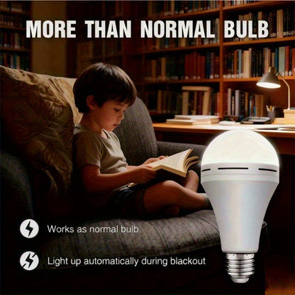 Emergency Light Bulb for Power Outages 2000mAh Rechargeable LED 6000K with Backup Battery – Auto-On Failure Detection, Hangable Emergency Lighting for Home Camping Power Failure, 4 8 12 Pack