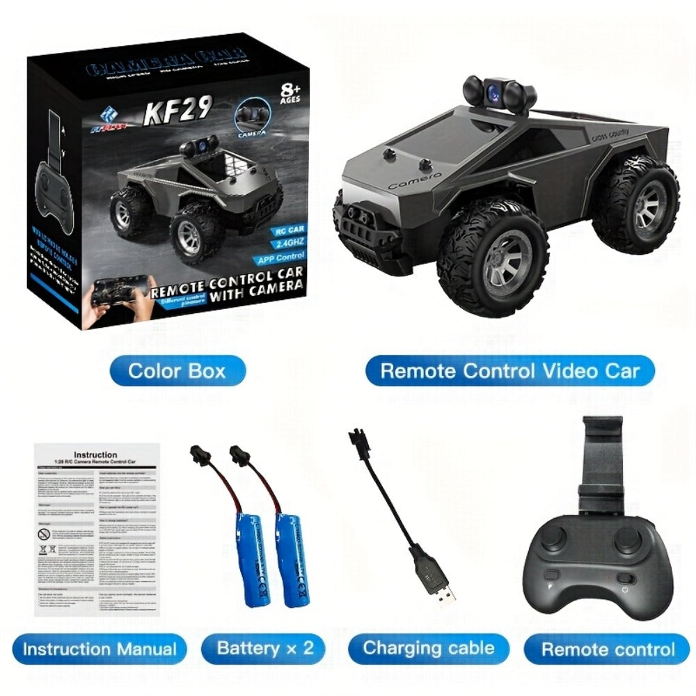 RC Off-Road Pickup Truck 1:28 Scale with 480P HD Camera | 2.4GHz App Control & Virtual Reality Function | 2 Rechargeable Batteries | Monster Truck Toy for Adults Kids