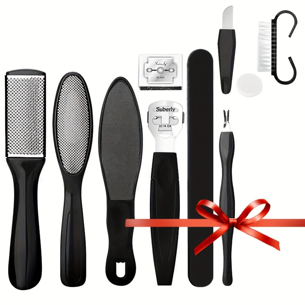 Hard Skin Remover for Feet Electric 14-in-1 Professional Pedicure Kit Rechargeable Foot Grinder 3 Rollers 2 Speed Dead Skin Callus Scrubber Cracked Heel Foot File Complete Set Black