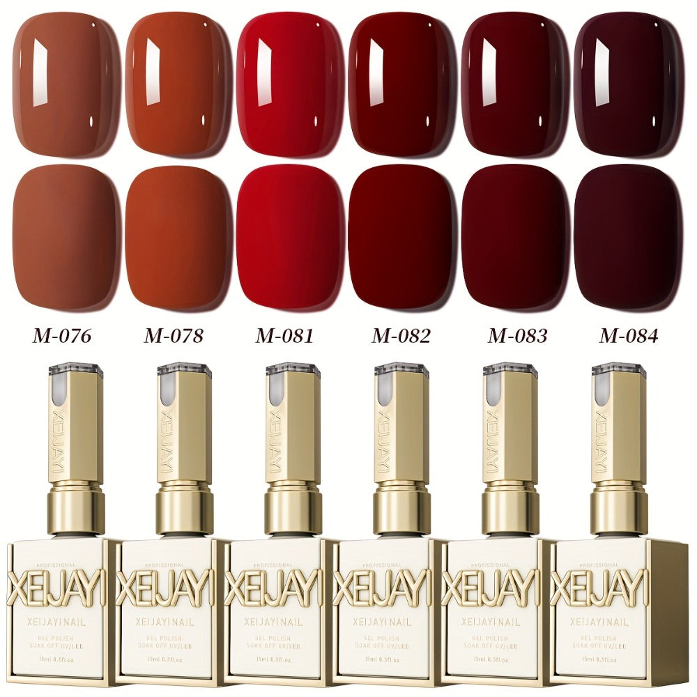 Jelly Gel Nail Polish Set 6 Colors — Nude Pink Translucent Soak Off LED UV Curable Semi-Permanent Gel Polish Kit | Photo Frame Bottle | Long Lasting Glossy Finish | Home Salon DIY Manicure Gift for Women