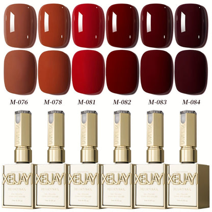 Jelly Gel Nail Polish Set 6 Colors — Nude Pink Translucent Soak Off LED UV Curable Semi-Permanent Gel Polish Kit | Photo Frame Bottle | Long Lasting Glossy Finish | Home Salon DIY Manicure Gift for Women