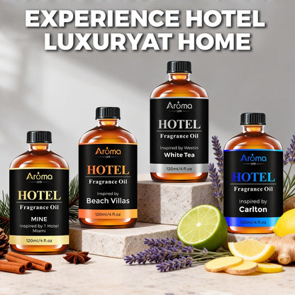 Hotel Fragrance Essential Oil 4oz/120ml – Luxury Scent for Diffuser, Humidifier, Candles & Perfume | White Tea, CapriBreeze, MINE, Beach Villas, R-C Hotel
