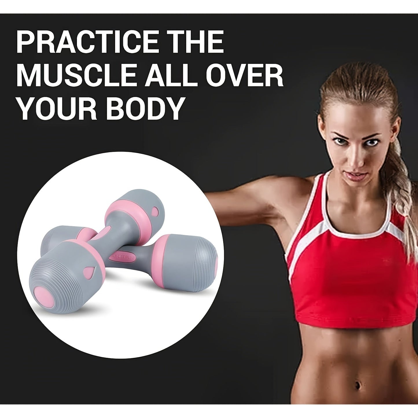 Neoprene Dumbbell Pair with Non-Slip Grip – Versatile All-in-One Weights for Home, Gym & Office – Full Body Workout Dumbbells, Easy Storage, Black or Pink