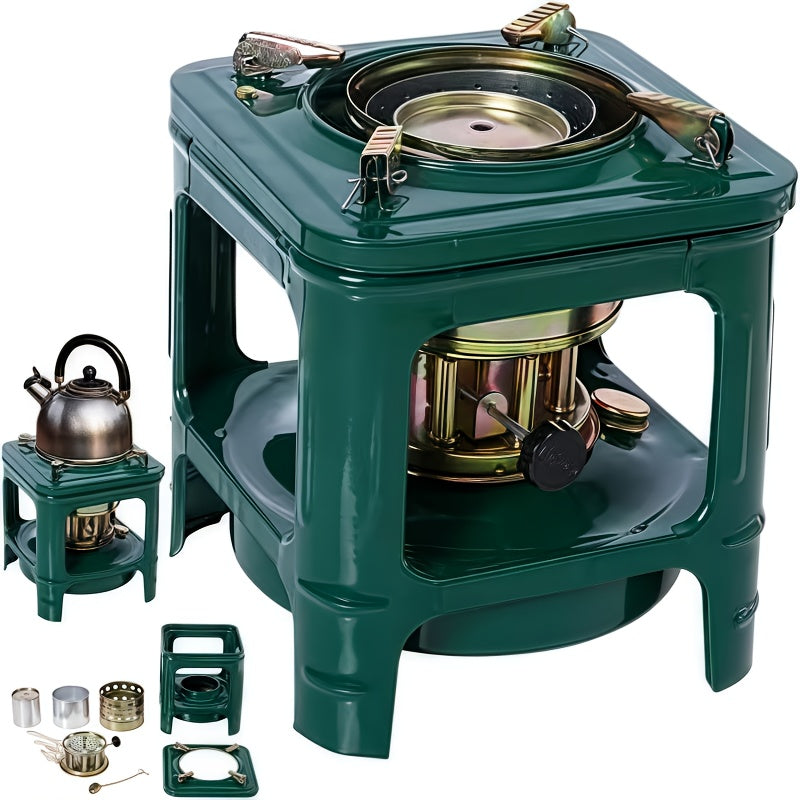 Portable Kerosene Paraffin Camping Stove Outdoor Heater Adjustable Flame Lightweight Military Green Stove for Camping Picnic Barbecue Backpacking Survival Emergency