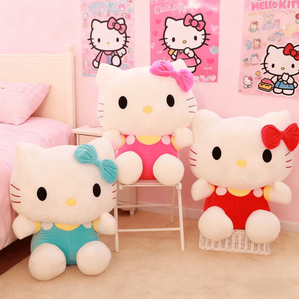 Hello Kitty KT Cat Stuffed Animal 3 Colors – Sanrio Kawaii Plush Doll in Red Pink Blue Soft Collectible Toy, Birthday Valentine Christmas Gift for Girls Teens Hello Kitty Fans