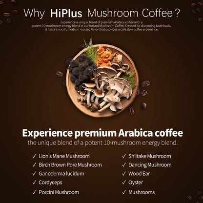 Instant Mushroom Coffee Powder 7oz with Lion's Mane Chaga Reishi Cordyceps Turkey Tail Arabica | 10 Superfood Blend for Focus Clean Energy & Immune Support | No Jitters Gluten-Free Soy-Free Dairy-Free