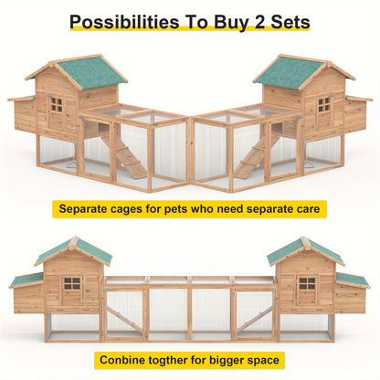 Outdoor Wooden Chicken Coop 80" – Backyard Hen House for 2-4 Chickens with Run Cage, Nesting Box & Ramp | Weather-Resistant Fir Wood Poultry Hutch, Slide-Out Tray, Wire Fencing