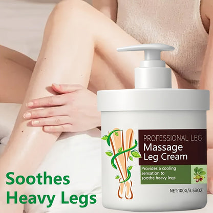 Leg Massage Cream with Snakehead & Bee Venom – Multi-Functional Relief, Long-Lasting Moisture, Lightweight Non-Greasy Formula | Gentle for Sensitive Skin | Muscle & Posture Support | 100G