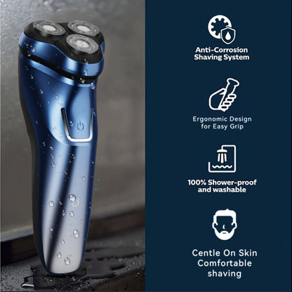 Electric Rotary Shaver for Men – USB Rechargeable Waterproof Cordless with Pop-Up Trimmer, 1-Hour Fast Charge, Stainless Steel Blades, Wet Dry Close Shave, Grooming Gift for Dad Husband Boyfriend