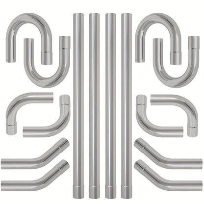 2.5 Inch Exhaust Pipe Kit Mandrel Bend - 8pcs Universal Mild Steel 16 Gauge Tubing with 90° 45° U-Bend & Straight Pipes for Custom Exhaust Fabrication