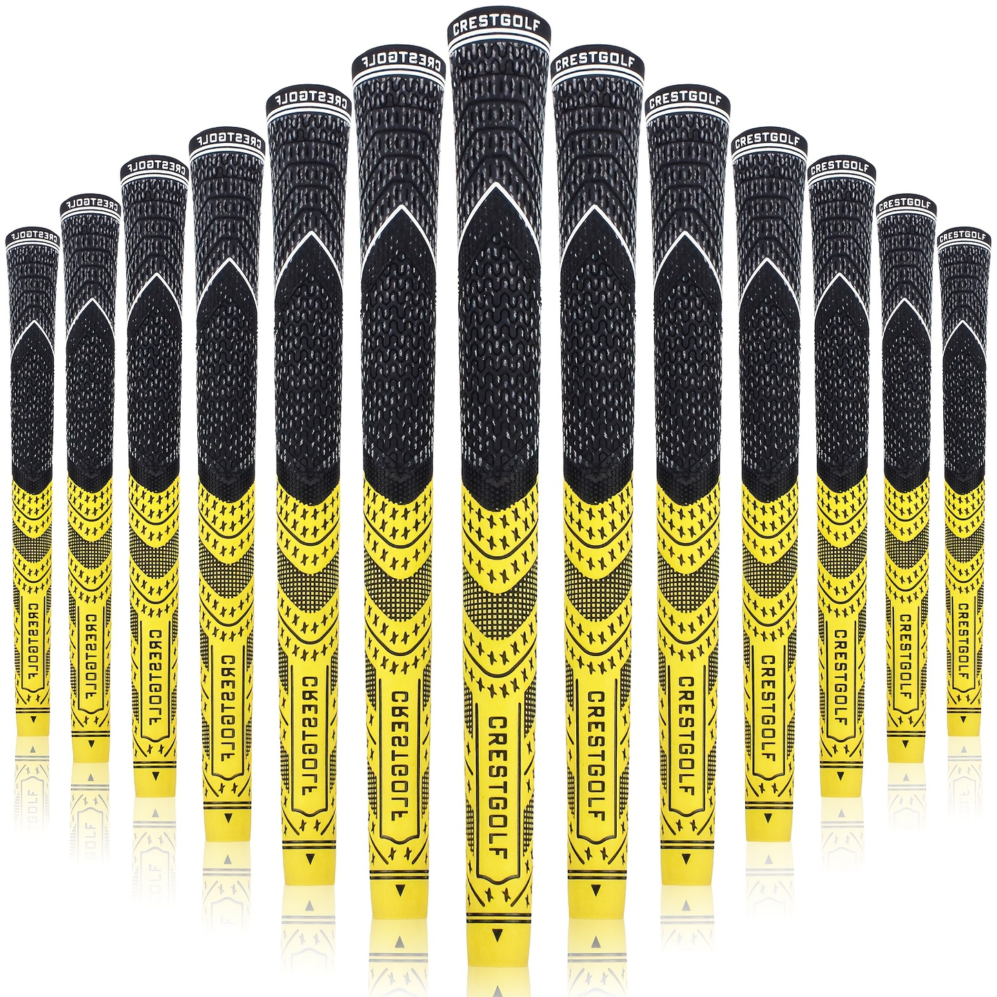 Midsize Golf Grips Set 13 Pack – All Weather Hybrid Rubber Golf Club Grips with Ecological Yarn Thread Technology, Multiple Colors, Fits Full Set of Clubs (Black, White, Red, Orange, Yellow, Blue, Gray)