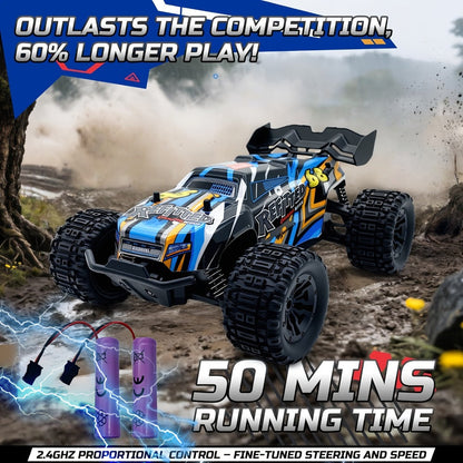 1:18 Scale RC Off-Road Car 35+ KM/H 4WD – 2.4GHz High Speed All-Terrain Remote Control Truck, Hobby Grade RC Racing Crawler for Kids & Adults, Birthday Gift, Blue or Red