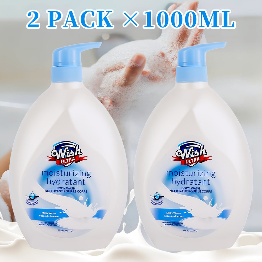 Vitamin E Moisturizing Body Wash 2-Pack 1000ml Each 5 Fragrances — Deep Cleansing Long-Lasting Scent Shower Gel for All Skin Types | Cucumber Milky Mango Peach & Almond | Unisex Men & Women