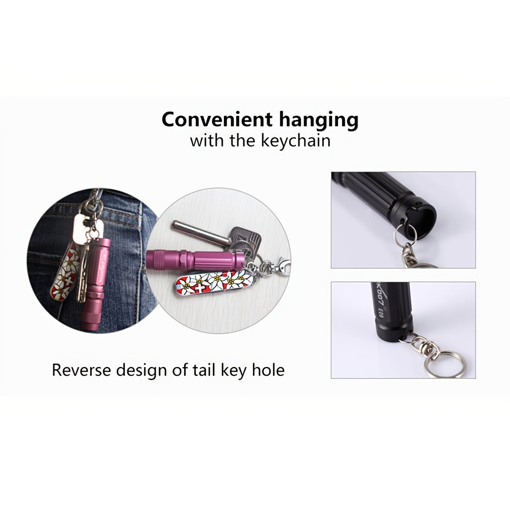 Mini Keychain Flashlight Portable Pocket LED Light – Compact Handheld Torch with Replaceable Battery, Emergency & Outdoor Use, Cute Gift for Kids & Students, 3 Colors (Grey, Pink, Black)