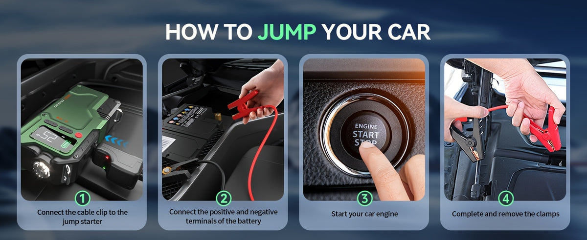 Heavy Duty Jump Starter with Air Compressor 9in 1 Jump Starter, 9000A Heavy Duty Jump Starter (for 2.64gal GasOr 2.38gal Diese)Battery Charger with Intelligent Safety Jumper Cable, Start Power Supply with Air Compressor, 9000AOr8000A Is Optional