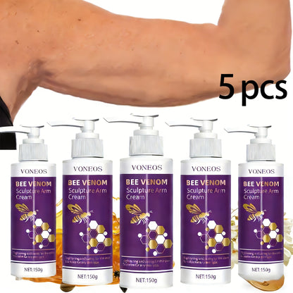 Bee Venom Body Firming Cream 5 Pack 150g Each - Tightening Lifting Lotion for Arms Abdomen Legs Buttocks Sagging Skin Moisturizing Anti-Aging Body Shaping Cream Women All Skin Types