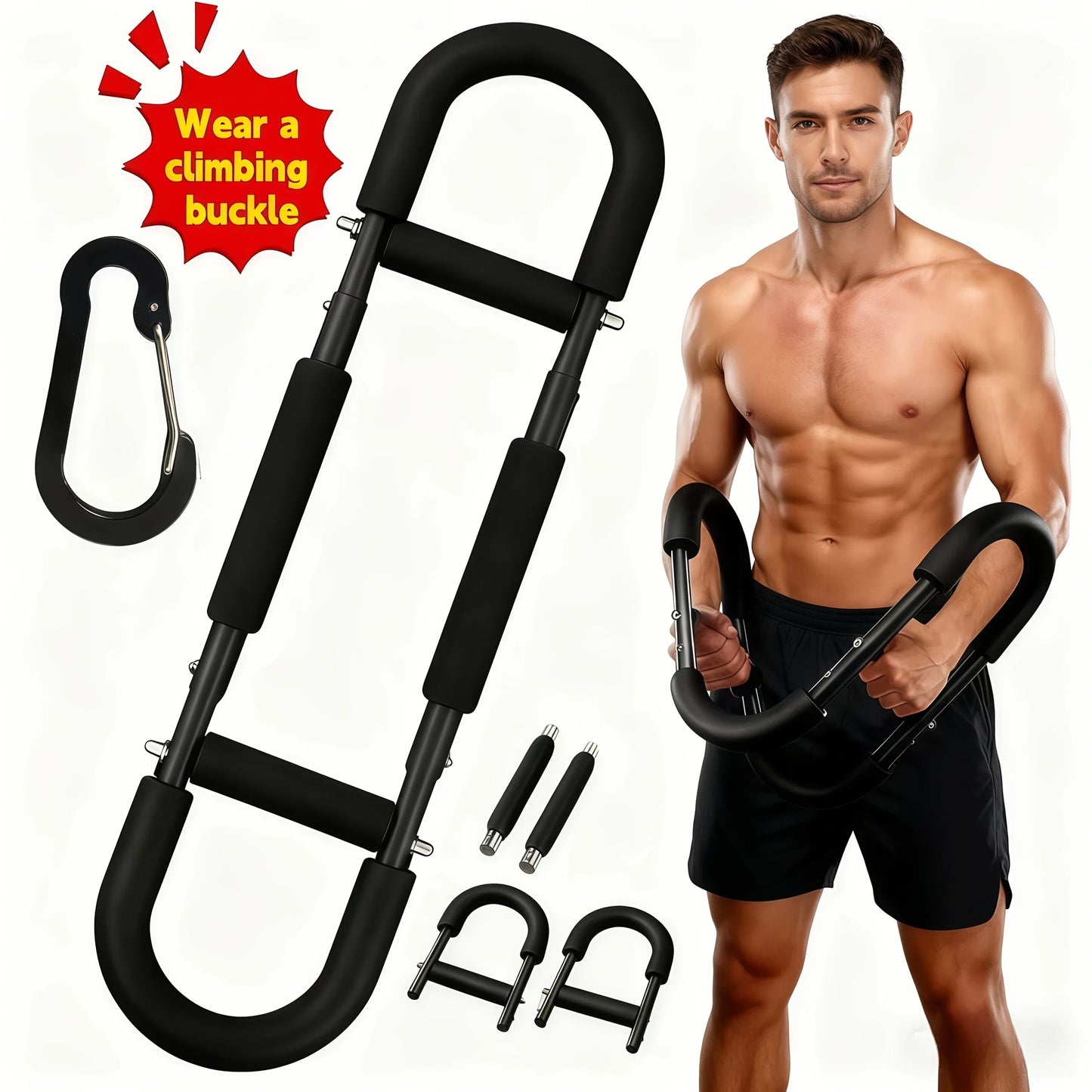 Arm Strength Trainer Three-Bar Chest Expander, Adjustable Multi-Level Resistance, Portable Detachable Forearm & Chest Workout Device for Home Gym, Strength Training & Muscle Building