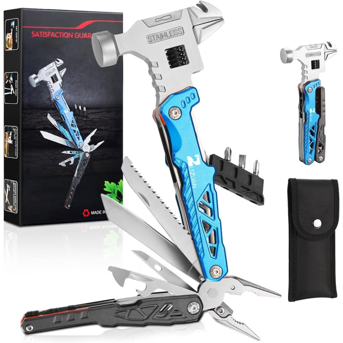 18-in-1 Multitool Hammer with Pliers & Wire Cutters