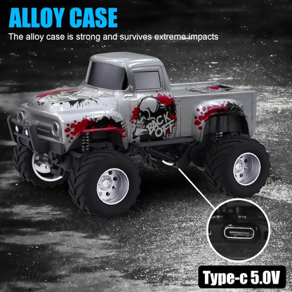 1:64 Scale Die-Cast RC Monster Truck 2.4GHz High-Speed Off-Road Vehicle with LED Headlights, Multiple Control Modes & Adjustable Speed – Toy Gift for Boys & Girls (5 Colors)