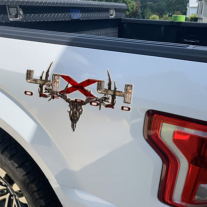 Camouflage Truck Decal 2PCS 12x7" - Archery Deer Hunting Skull Sticker Set for Truck Bed, Pickup Window, 4x4 Off-Road Vehicle Exterior