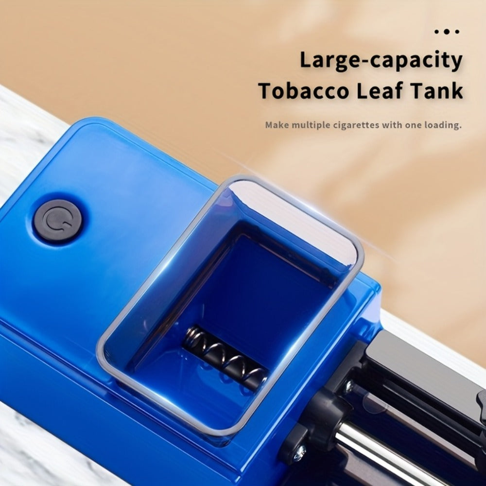 Electric Cigarette Rolling Machine USB Rechargeable Automatic Cigarette Roller 2-Second Rapid Roll High Power Motor Stainless Steel Durable Portable Tobacco Injector Black Blue